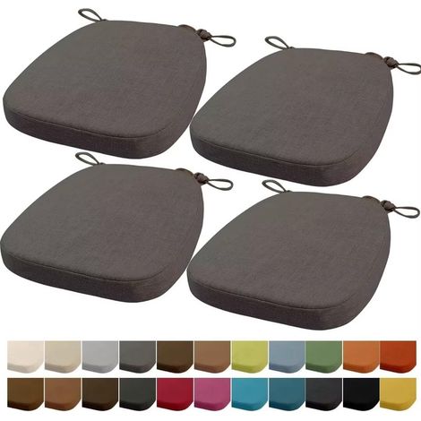 43x42x33CM(5CM Épaisseur) Coussin de Chaise, Coussin de Chaise de Jardin, Lavable, avec Fermeture éclair, Sangles, antidérapant (Gris foncé,4 pièces)