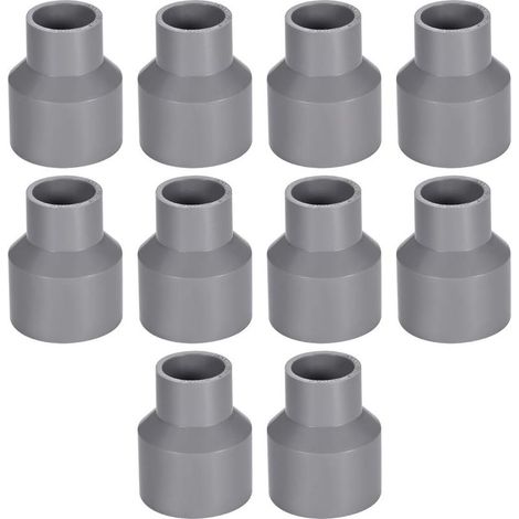 sourcing map Réducteur de Tuyau PVC Hub 40 Gris40mm x 25mm Douille -10Pcs