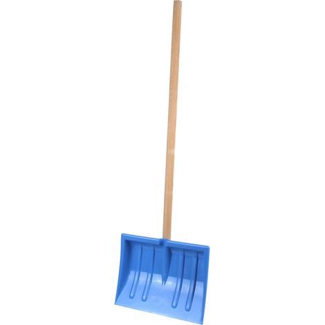 Kinder Schneeschieber blau mit Holzstiel Schneeschaufel Schneeräumer Schippe