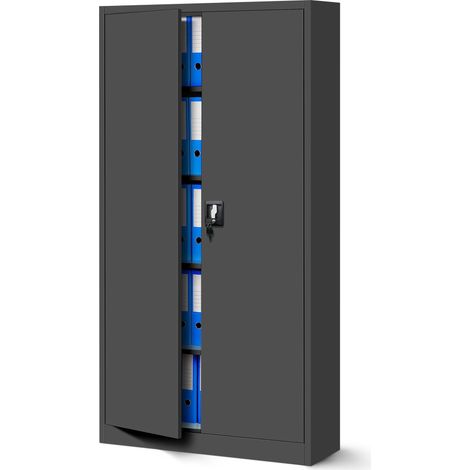 Jan Nowak Büroschrank C001 Aktenschrank Lagerschrank Mehrzweckschrank Metallschrank 4 Fachböden Pulverbeschichtung Stahlblech 185 cm x 90 cm x 40 cm - anthrazit (1/6)