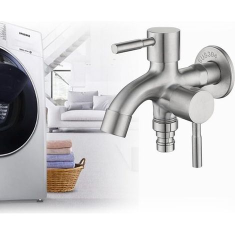 Robinet double en acier inoxydable 304 avec vanne de sortie, robinet double de 1,27 cm, robinet de jardin pour jardin, maison et industrie (1/5)