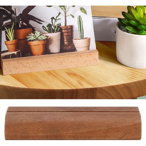 5 Pièces Porte-Cartes en Bois Élégant avec Pince à Notes pour Bureau (Couleur Sombre) (1/4)