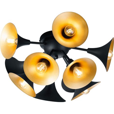 Plafoniera lampada soggiorno plafoniera plafoniera oro nero 10 fiamme E14, metallo, attacco 10x E14, DxH 50x26 cm Trio 603201032 (1/4)