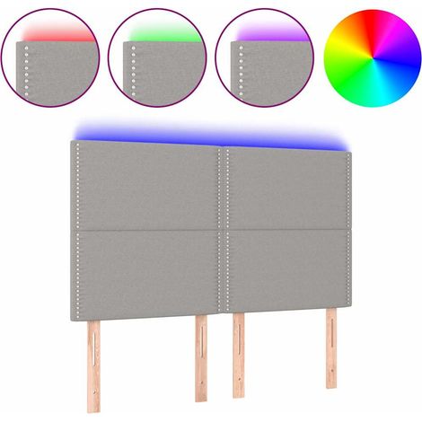 Maison Exclusive - Cabecero con luces LED tela gris claro 144x5x1 (1/5)