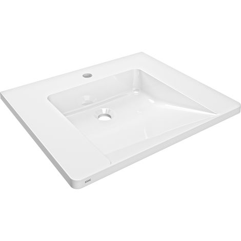 KWC AR Einzelwaschtisch, EXOS, MIRANIT,  600x125x500 mm, weiß, Hahnloch