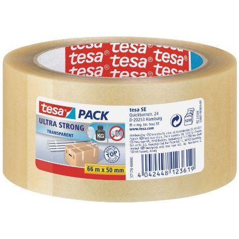 Tesa - Cinta adhesiva profesional (66 m x 50 mm, 5 unidades), transparente