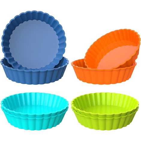Lot de 8 Moule à tarte 12,7cm Silicone Anti-adhésif Cannelé Pour Quiche Cheesecake Muffin Pâtisserie Maison (1/5)