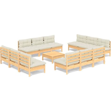 Maison Exclusive - Muebles de jardín 13 piezas cojines madera de (1/5)