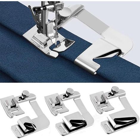 Juego de 6 prensatelas anchos para rodillos de máquina de coser (1/2", 3/4", 1"), compatibles con Singer, Brother, Babylock, Euro-Pro y Janome. (1/5)