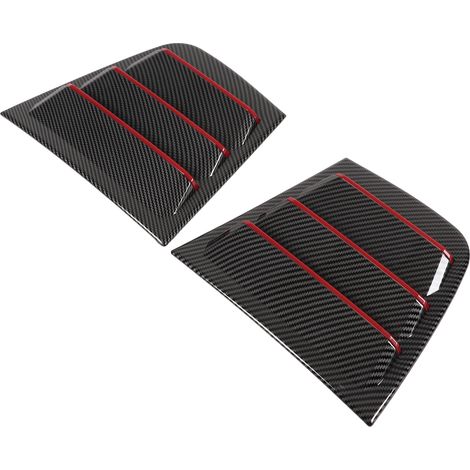 2 persiennes de vitre latérale extérieure de voiture style fibre de carbone de remplacement pour Dodge Charger 2011-2021 (garniture noire et rouge) (1/5)