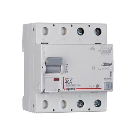 Interrupteur différentiel DX³-ID arrivée haute et départ bas à vis - 2P 230V 40A typeB 30mA - 4 modules (1/2)