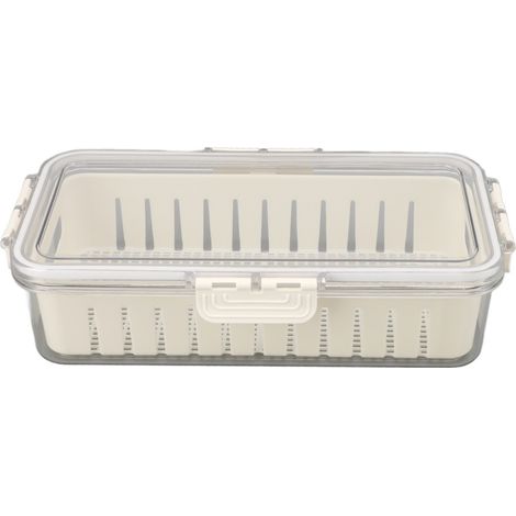 Boîtes de conservation pour aliments frais au réfrigérateur, en PET, multifonctions avec égouttoir, bac à légumes hermétique pour la cuisine, la salle à manger et les pique-niques. (1/5)