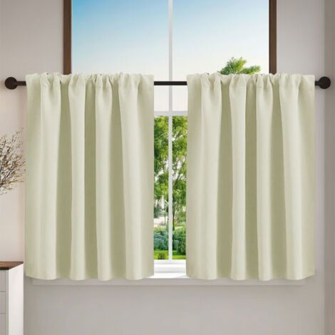Rideau de Cuisine Court - Rideau Brise- Bise Décoration de Petite Fenêtre, pour Placard/Porte/Cuisine, Passe Tringle, L 40 x H 60cm, , 2 Panneaux (1/4)