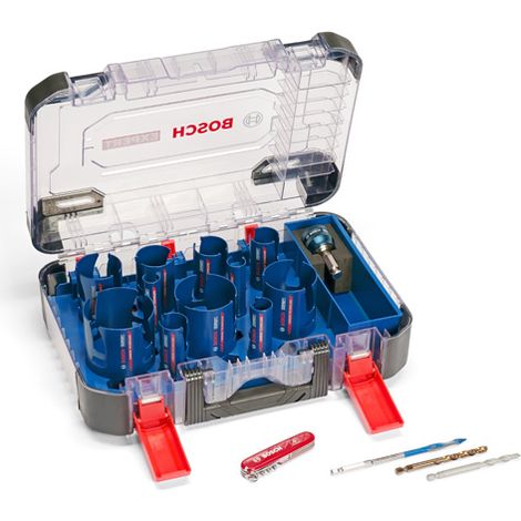 Bosch EXPERT Construction Material Lochsäge-Set 20/22/25/32/35/40/44/51/60/68/76 mm, 15-tlg. + Victorinox Messer