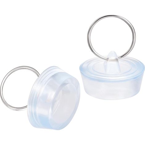 Rubber Sink Stopper, Transparent Drain Plug Pendant Ring for Bathtub, Kitchen and Bathroom (2 Pieces) (1/5)