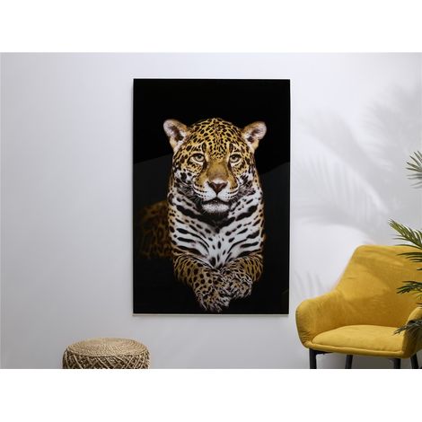 Bedrucktes Glasbild Leopard Schwarzer Hintergrund 80X120 Cms. 80X1X120 Cms (1/3)