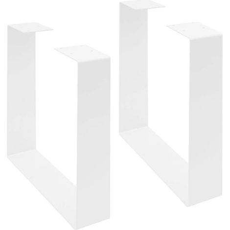 Deux pieds en métal blanc, adaptés à une table basse ou une table de chevet. (1/5)
