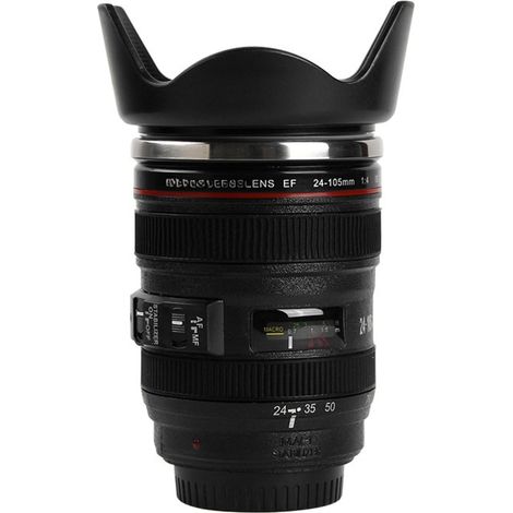 Mug en acier inoxydable étanche avec couvercle, design objectif d'appareil photo (1/5)