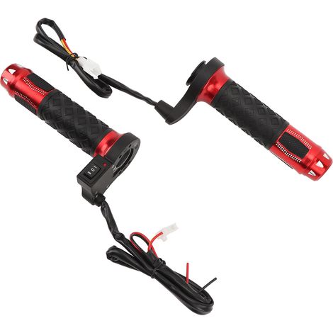 paire de poignées chauffantes pour moto, 3 niveaux de température, antidérapantes, en alliage d'aluminium et ABS, pour guidon de 22 mm, 12 V, rouges. (1/5)
