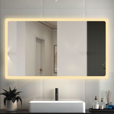 Bathroom Mirror with 3 Colours Dimmable LED Lights,Wall Mounted,IP44 + Bluetooth + Shaver socket + Anti-fog + Memory function Rectangular 1200X700mm (1/5)