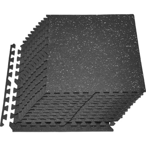 VEVOR Esterilla Puzzle 24 Piezas de 610 x 610 x 10 mm, Suelo Gimnasio de Goma EVA Alta Densidad, Colchoneta de Ejercicios con Puntos Grises Antigolpe Antiruido Antideslizante para Equipos Pesados Casa (1/5)