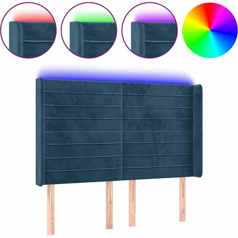 Maison Exclusive - Cabecero con LED de terciopelo azul oscuro 147 (1/5)