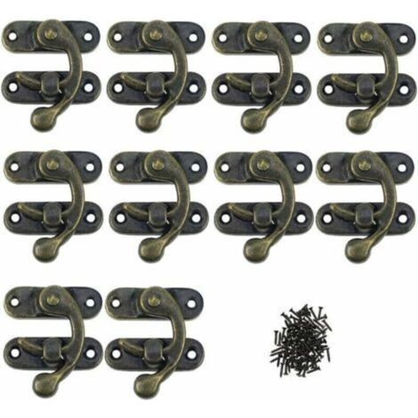 fermeture d'album Scrapbooking 12 Pack Fermoir Loquets de Solide en Métal Charnières des Petits Coffrets en Bois Antique Boucles pour des Boites à Bijoux Fermetures de Esthétiques - Crezuo (1/4)