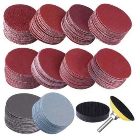 Set of 303 abrasive discs, 50 mm (2"), grit 40-2000, with swivel tool for 2" abrasive polishing pad (1/4)