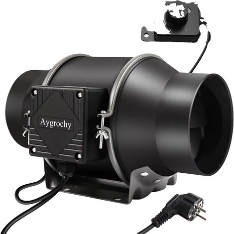 Ventilador de conducto, 150 mm, control de velocidad regulable, negro, 240 V (1/2)