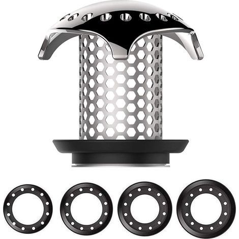 Filtre/récupérateur de cheveux pour siphon de douche en acier inoxydable - Protection et nettoyage faciles - Siphon de sol en acier inoxydable (1/4)