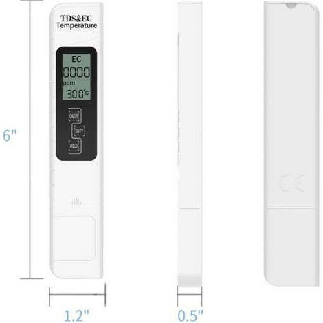 Testeur TDS - Mesure Qualité Eau Potable Piscine Hydroponie - Température Conductivité - 0-9990 ppm - 1 Pièce (1/4)