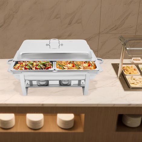 Chafing Dish 4.5L Warmhaltebehälter Edelstahl Wärmeplatte mit Deckel und Brennertable für Catering, Buffet und Party (1/5)