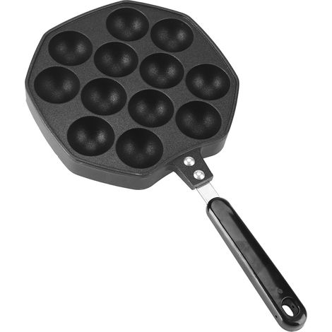 Plaque de cuisson antiadhésive en aluminium pour takoyaki (12 cavités), moule à crêpes et boulettes de poulpe. (1/5)