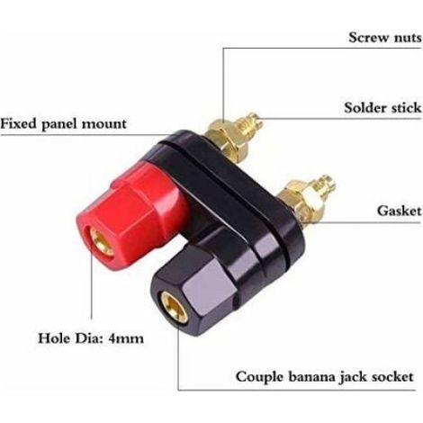 10 Pairs 2-Voies Amplificateur de Puissance, Audio Fiche Prise Banane Femelle bornier Haut Parleur(Noir et Rouge) (1/4)