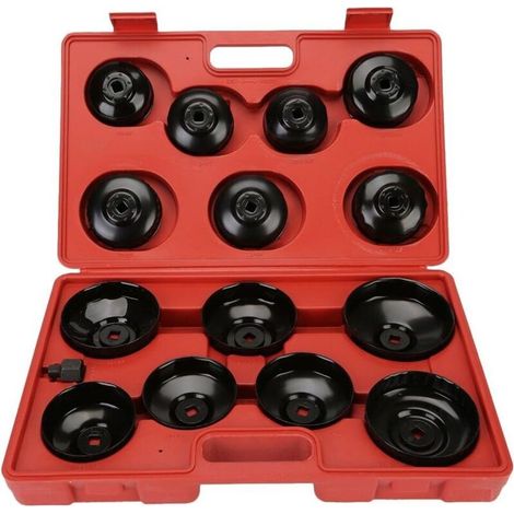 15Pcs Coffret Cloche pour Filtre à Huile Couvercle Clé pour Retrait Outil de Garage (1/5)
