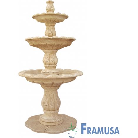 FUENTE DE PIEDRA ARTIFICIAL CENTRAL ROSANA OCRE CON BOMBA PARA JARDIN (1/2)