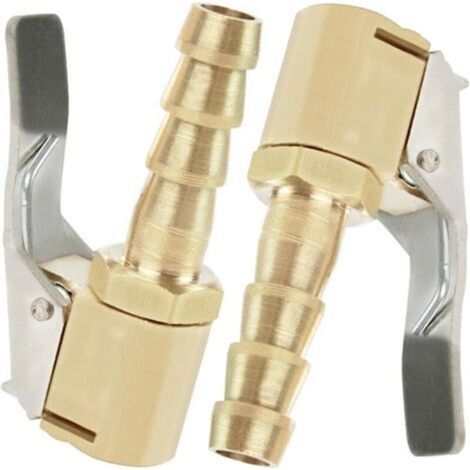 2 Ugelli di gonfiaggio, ugello per gonfiaggio pneumatici auto, ugello di gonfiaggio con clip, adattatore connettore a morsetto per valvola di gonfiaggio, per valvole pneumatici, ottone, 8 mm (1/4)