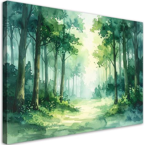 Quadro su tela, Foresta verde Paesaggio Natura in stile scandinavo boho, 30x20 (1/5)