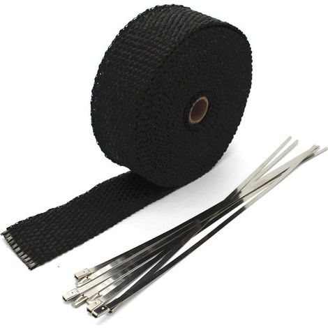 m 50 mm schwarzes Isolierband, Auspuffrohr-Isolierband, inklusive 10 Kabelbindern