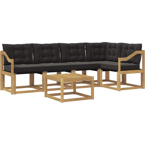 Outdoor Sofa Set with Cushion 6 pcs White and Black vidaXL