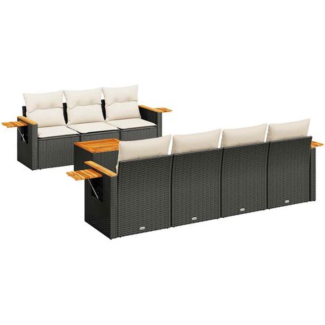 vidaXL Set Divani da Giardino con Cuscini 8 pz Nero in Polyrattan (1/5)