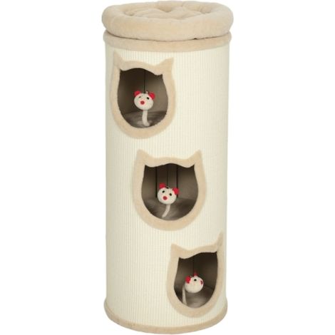 Tiragraffi per gatti, 96 cm, a quattro livelli, include una cuccia lavabile, tre lettini e giocattoli pendenti. Adatto a più gatti. Colore grigio. Disponibile per l'acquisto in loco. (1/5)