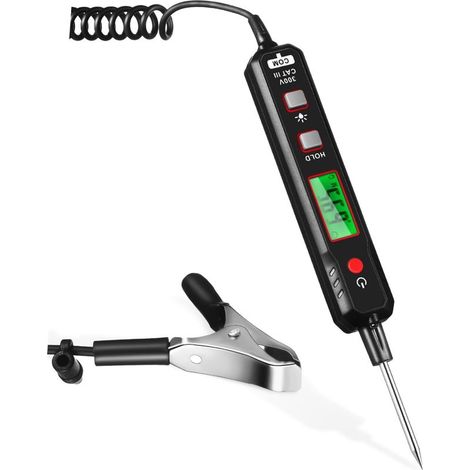 Lampe De Test Automobile Testeur Électrique Avec Fil à Ressort Testeur De Circuit Avec Lumière Led Et Affichage Numérique Pour Détection De Résistance Et Tension (1/5)