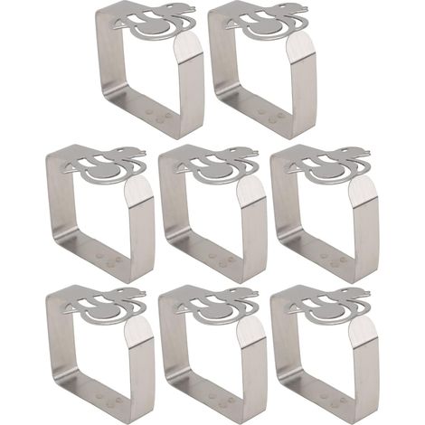 Juego de 8 pinzas antideslizantes plateadas para manteles de cocina. (1/5)