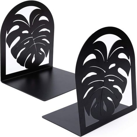 Set mit 2 Buchstützen L förmige, dekorative Buchstützen aus Eisen Durchbrochene Metallbuchstützen Rutschfest und rostfrei für Zuhause, Büro und B (1/5)