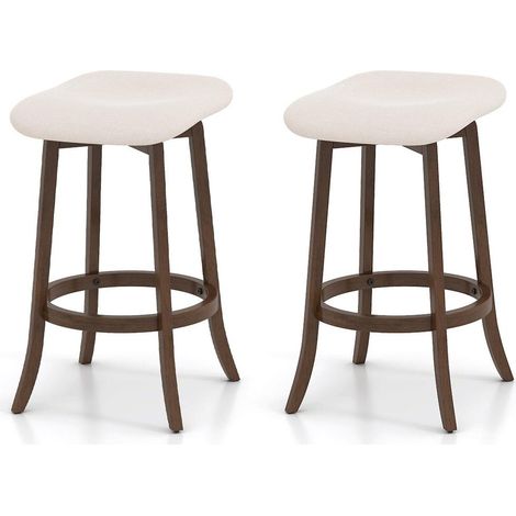 Pour Table 101-110 cm Lot de 2 Tabourets de Bar Cuisine Îlot Assise Pivotante Sans Dossier Marron (1/2)