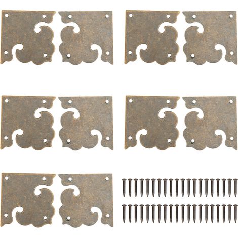 10Sets Antique Decorative Box Corner One Sided Hollow Pattern Wooden Box Corner Decorative Cover for Bookcase (1/5)