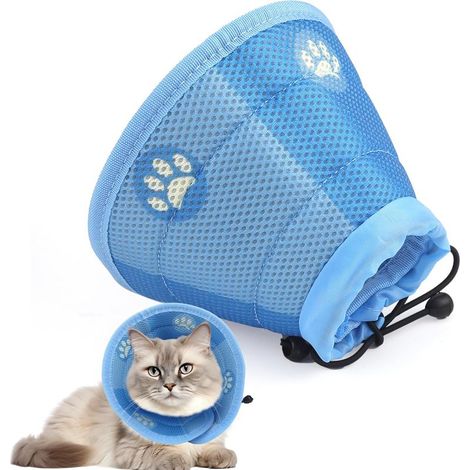 (M) Collerette Chat Anti Lechage Après Chirurgie Protection Cône Rréglable Collerette Chat Velcro pour Chiots Petits Chiens (1/5)