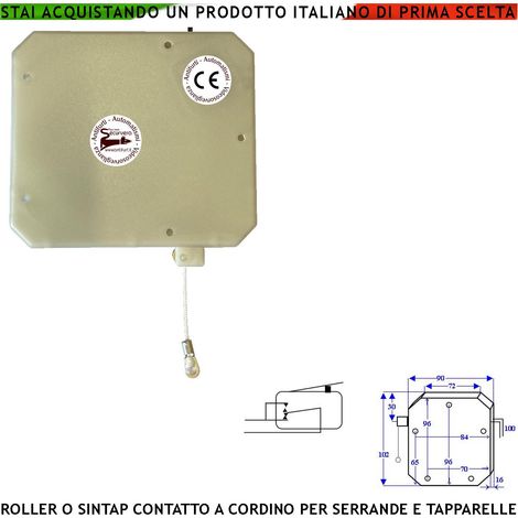 Contatto a Corda Antifurto Protegge la Tapparella dal Taglio Strappo e Sollevamento Fune in Nylon Scorre su Carrucola in Ottone Sintap Roller Impulsi Veloci 4/6 mS Allarme Necessita di Conta Impulsi (1/2)