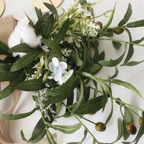 Künstlicher Olivenzweigstrauß aus natürlichen Baumwollseidenblumen zur Dekoration von Türen, Spiegeln, Betten, Tischen und Geburtstagen – Modell B 75 x 20 cm (1/5)